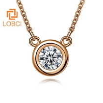 洛宝希星缘钻石吊坠18K白金玫瑰金项链17英寸链长6分至1克拉