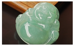 天然翡翠掛件--老坑冰種淺藍綠均色水潤晶瑩飽滿大氣精雕大肚彌勒佛