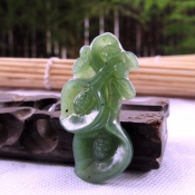 和田玉碧玉精致蘭花項墜/一品蘭花玉蘭花墜/碧玉項墜掛件/玉緣軒正品