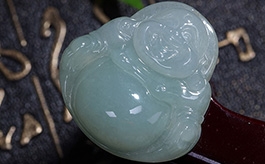 天然翡翠掛件--老坑冰糯種淺綠均色雙面精雕小巧佛陀
