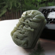 天然和田玉臥虎藏龍腰扣皮帶扣