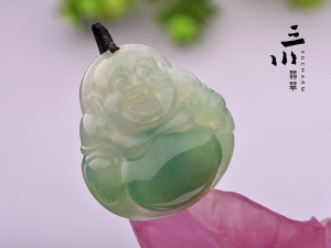 冰糯種天然A貨翡翠彌勒佛吊墜