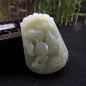 純天然新疆和田玉青白玉生肖馬玉牌掛件/玉緣軒正品