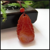 精美紅玉髓小版生肖猴守護神大日如來吊墜