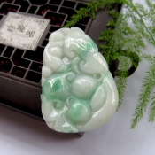 純天然緬甸a貨翡翠玉飄綠如意吉祥玉佩掛件