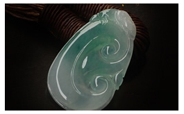 天然翡翠掛件--老坑冰種清雅淺藍綠水潤晶瑩雙面精雕萬事如意
