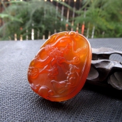 精美天然紅玉髓子辰佩龍鼠掛件