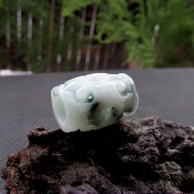 天然緬甸翡翠A貨飄花鏤空精雕轉運珠吊墜