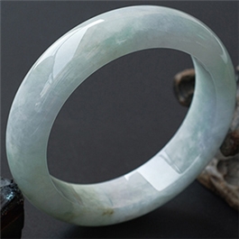 天然翡翠手鐲--老坑糯種清雅淺綠細膩圓潤扁口圓鐲(53)S200N-163