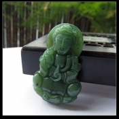 純天然新疆和田玉碧玉觀音掛件/玉石觀音吊墜/開光觀世音菩薩玉墜/玉緣軒正品