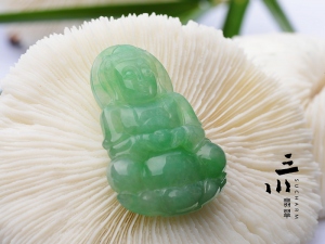 糯種翠綠天然A貨翡翠觀音吊墜