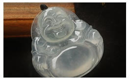 天然翡翠掛件--精品老坑冰玻種清雅淡綠極細(xì)膩均勻膠感晶瑩潤透飽滿圓潤大氣精雕大肚彌勒佛