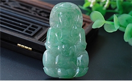 天然翡翠掛件--老坑冰種翠綠細(xì)膩潤(rùn)澤雙面精雕觀音