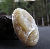 天然新疆和田玉金玉(魚)滿堂把玩件