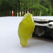 精致熒光黃岫玉鯉魚兒吊墜