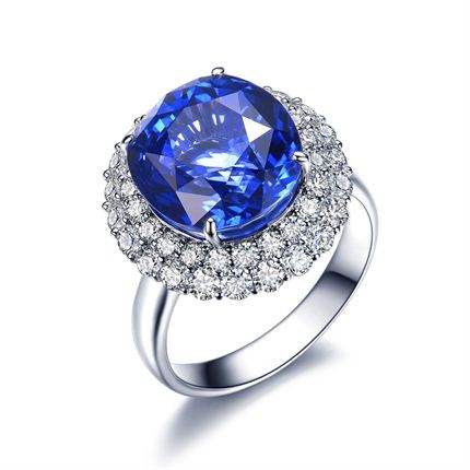 【深海情缘】白18K金蓝宝石钻石戒指