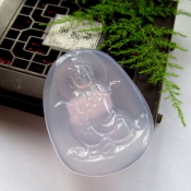 純天然紫玉髓自在觀音玉牌掛件