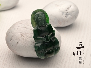 墨綠天然A貨翡翠觀音吊墜