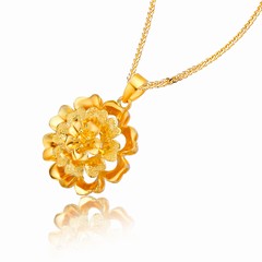 光沙花朵足金吊墜