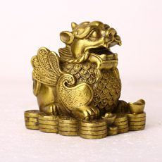 開光黃銅飛貔貅擺件★踏錢元寶飛皮丘家居風(fēng)水工藝品★招財鎮(zhèn)宅