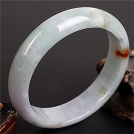 天然翡翠手鐲--老坑糯種清新淺綠扁口圓鐲57