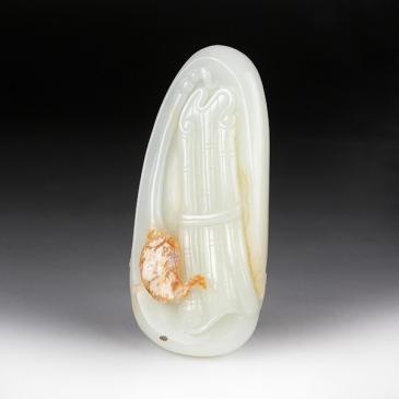 張振興作品新疆和田玉籽料把件金榜題名68.11g玉雕大師收藏