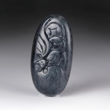 新疆天然和田玉青花掛件福在眼前16.3g(一口價(jià))