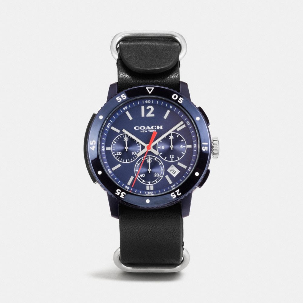BLEECKER运动款海军蓝色表壳计时码表机芯NATO表带手表
