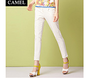 Camel骆驼女装新款时尚金属拉链大口袋九分裤修身铅笔裤C5BK10416