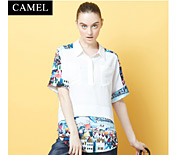Camel駱駝歐美風女裝數碼印花翻領上衣環保時尚短袖T恤C5BCS0389