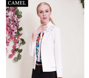 Camel駱駝女裝2015秋裝新款圓領通勤OL長袖修身短款開衫小西裝外套C5ADW0017