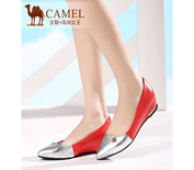 Camel駱駝時尚優(yōu)雅女鞋新款打蠟牛皮尖頭內(nèi)增高女單鞋53064609