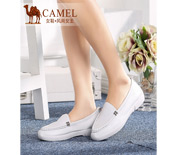 Camel駱駝簡約休閑女鞋秋新款全粒面牛皮低跟女鞋53003607