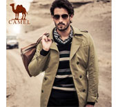 Camel駱駝男裝男士中長(zhǎng)款雙排扣時(shí)尚休閑風(fēng)衣外套FW13JS145179