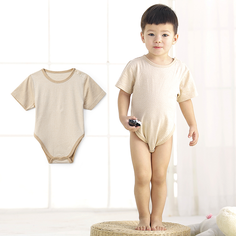 天然彩棉嬰幼兒夏涼短袖哈衣