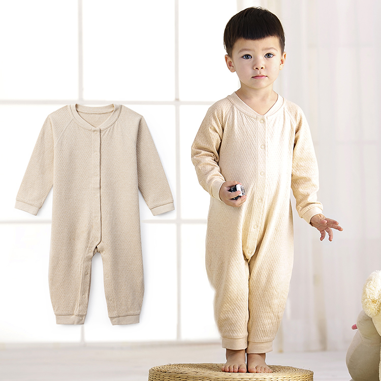 天然彩棉婴幼儿透气长袖连体服