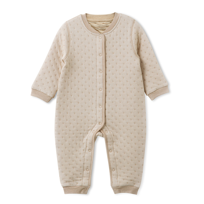 天然彩棉婴童保暖连体服三层加厚