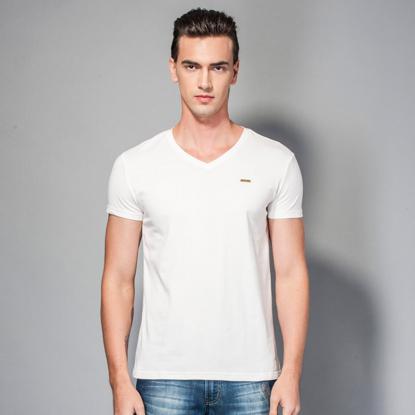 Innofashion尚男款純色V領修身短t