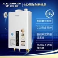A.O.史密斯JSQ33-LS(X)智能超静音商用级不锈钢换热器型燃气热水器16升
