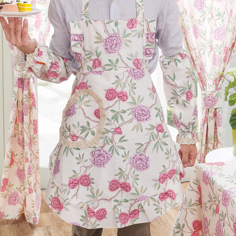 布艺厨房围裙袖套三件套生如夏花