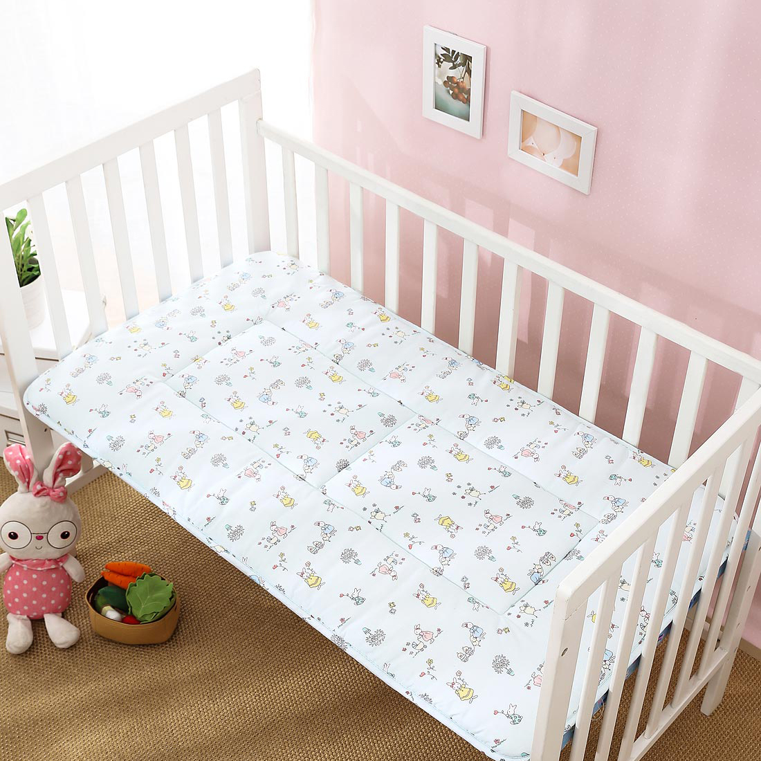 嬰幼兒純天然可水洗棉花床墊Happy小兔