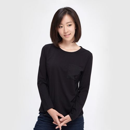 雪紡拼接長袖女式T恤