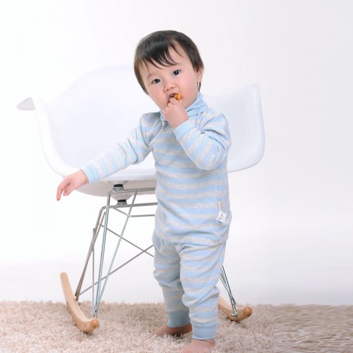純棉條紋兒童收腿長褲