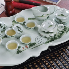 景德镇14头秀色可餐茶具正品手绘骨瓷功夫茶具套装