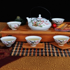 景德鎮7頭扁壺陶瓷茶具大碗茶【喜上眉梢】