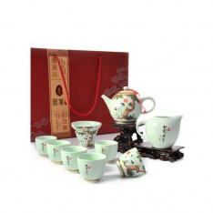 景德鎮10頭松鶴延年陶瓷功夫茶具套裝