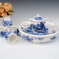 8頭江南水鄉骨瓷茶具雙層托盤陶瓷茶具限購99套