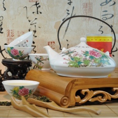 景德鎮7頭花開富貴茶具骨瓷普洱茶具套裝