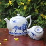 8頭玲瓏青花工夫茶具牡丹
