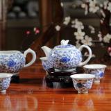 8頭手繪青花功夫茶具纏枝蓮